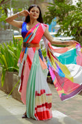 BHARGAVI CHIRMULEY in Multicolor Satin Print Saree