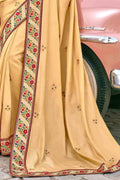 Satin Silk Saree Bisque Cream Embroidered Satin Silk Saree saree online