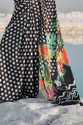 Satin Silk Saree Black And White Polka Dots Satin Silk Saree saree online