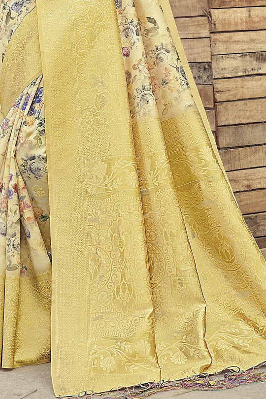Satin Silk Saree Blonde Yellow Satin Silk Saree saree online