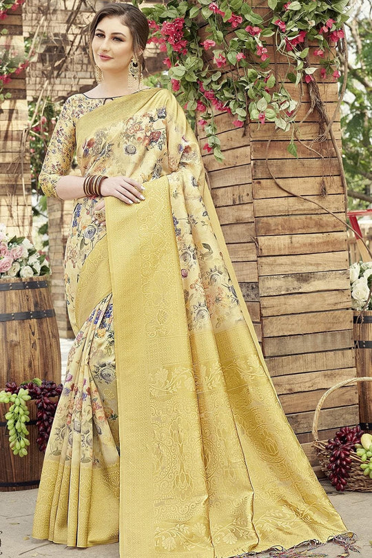 Satin Silk Saree Blonde Yellow Satin Silk Saree saree online