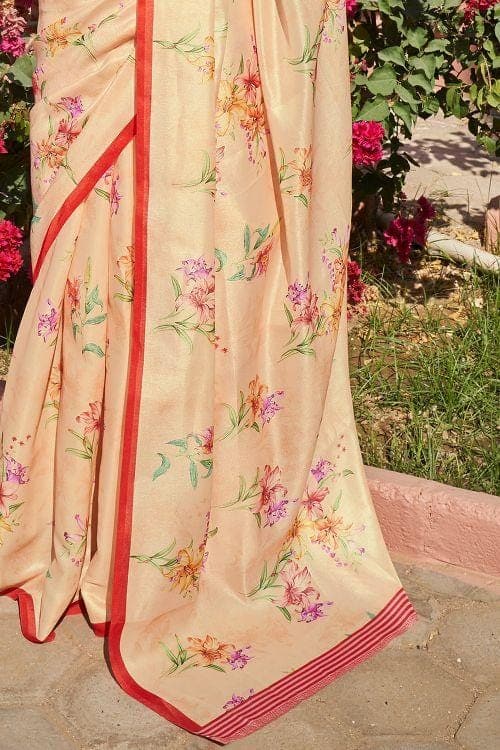 Satin Silk Saree Buff Orange Satin Silk Saree saree online