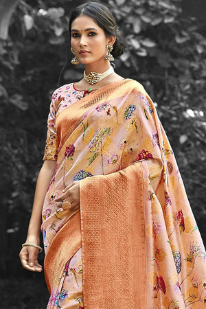 Satin Silk Saree Cantaloupe Orange Satin Silk Saree saree online