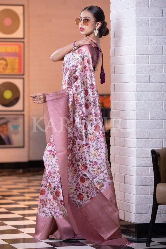 Satin Silk Saree Cavern Pink Satin Silk Saree saree online