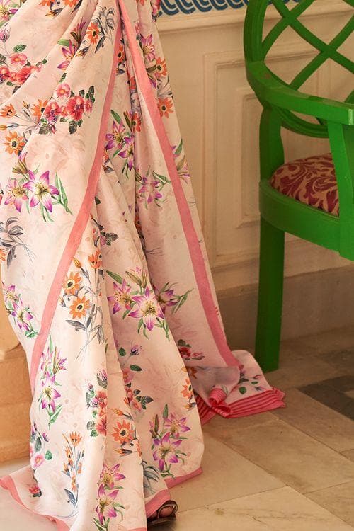 Satin Silk Saree Cloud Pink Satin Silk Saree saree online