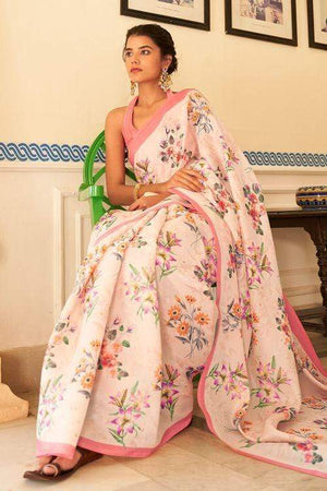 Cloud Pink Satin Silk Saree