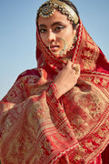 red silk saree