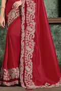 red designer saree