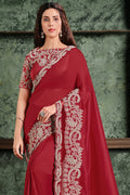 red  silk saree