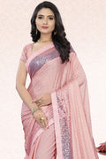 Satin Silk Saree Flamingo Pink Embellished Satin Silk Saree saree online