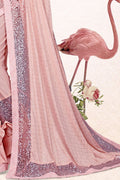Satin Silk Saree Flamingo Pink Embellished Satin Silk Saree saree online