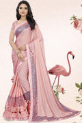 Satin Silk Saree Flamingo Pink Embellished Satin Silk Saree saree online