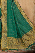 Forest Green Satin Silk Saree