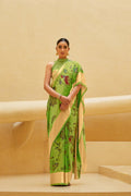 Satin Silk Saree Gorgeous Olive Green Floral Satin Silk Saree saree online