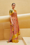 Satin Silk Saree Gorgeous Salmon Peach Floral Satin Silk Saree saree online