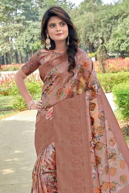 purple satin silk saree