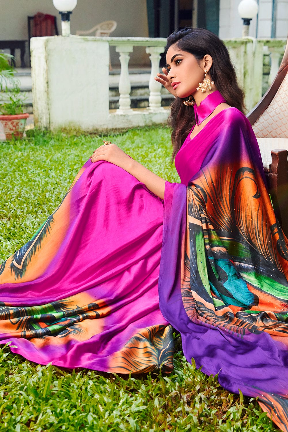 Buy Multicolor Satin Silk Saree online-Karagiri