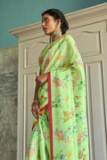Satin Silk Saree Lemon Green Satin Silk Saree saree online