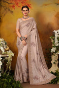 Satin Silk Saree Lilac Lavendor Embroidered Moti Work Satin Silk Saree saree online