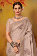Satin Silk Saree Lilac Lavendor Embroidered Moti Work Satin Silk Saree saree online