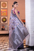 Satin Silk Saree London Grey Satin Silk Saree saree online