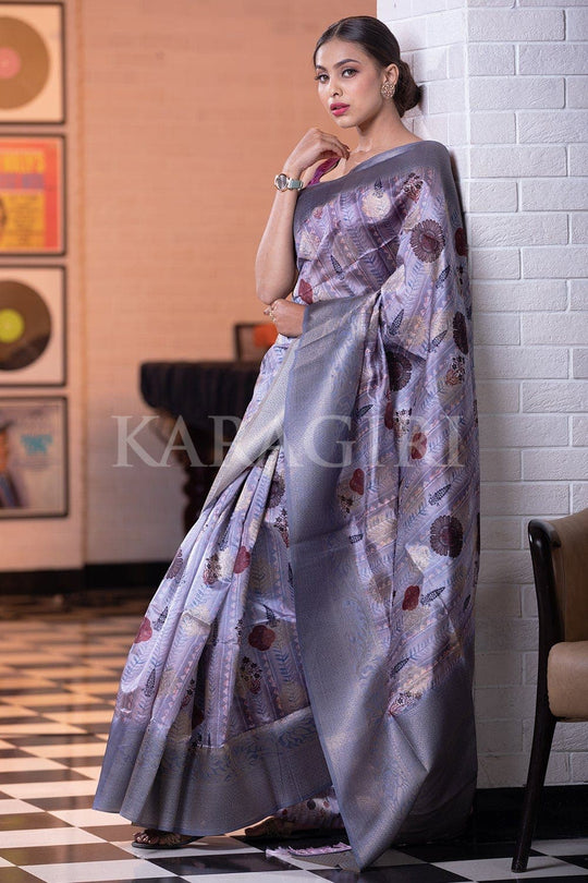 Satin Silk Saree London Grey Satin Silk Saree saree online