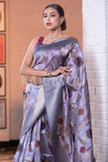 Satin Silk Saree London Grey Satin Silk Saree saree online