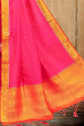 Magenta Pink Satin Silk Saree