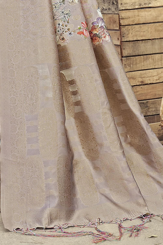 Satin Silk Saree Mink Grey Satin Silk Saree saree online