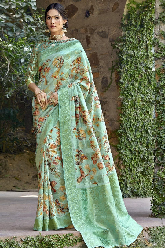 Satin Silk Saree Mint Green Satin Silk Saree saree online
