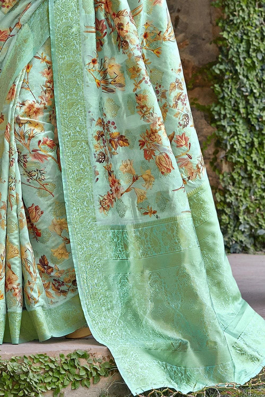 Satin Silk Saree Mint Green Satin Silk Saree saree online