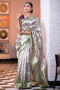 Satin Silk Saree Moss Green Satin Silk Saree saree online