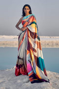 Satin Silk Saree Multicolor Satin Silk Saree saree online