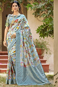 Satin Silk Saree Pastel Blue Satin Silk Saree saree online