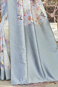 Satin Silk Saree Pigeon Blue Satin Silk Saree saree online