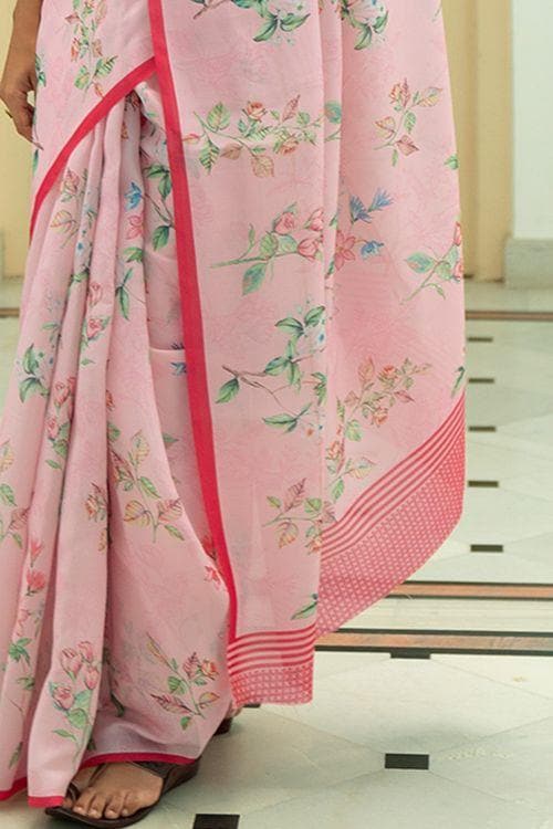 Satin Silk Saree Pink Salt Satin Silk Saree saree online