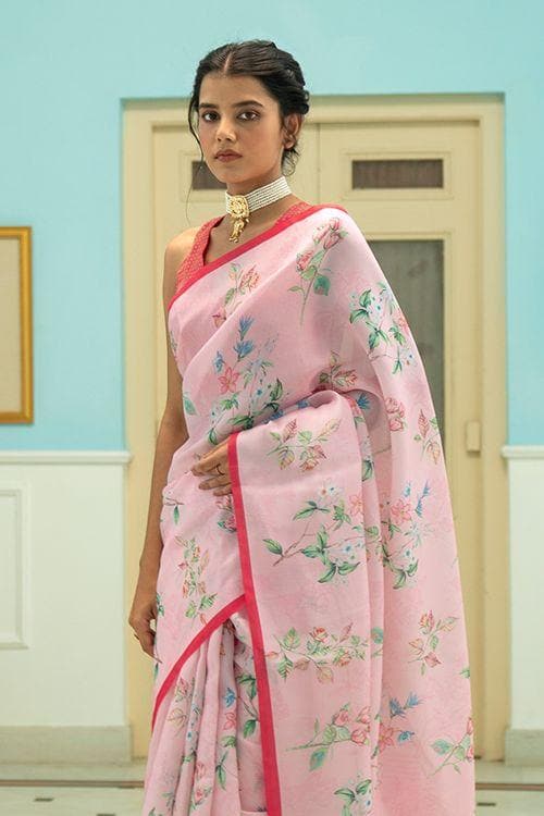 Satin Silk Saree Pink Salt Satin Silk Saree saree online