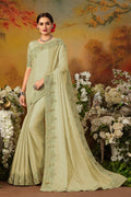 Satin Silk Saree Pista Embroidered Moti Work Satin Silk Saree saree online