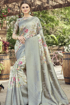 Satin Silk Saree Pistachio Green Sati N Silk Saree saree online