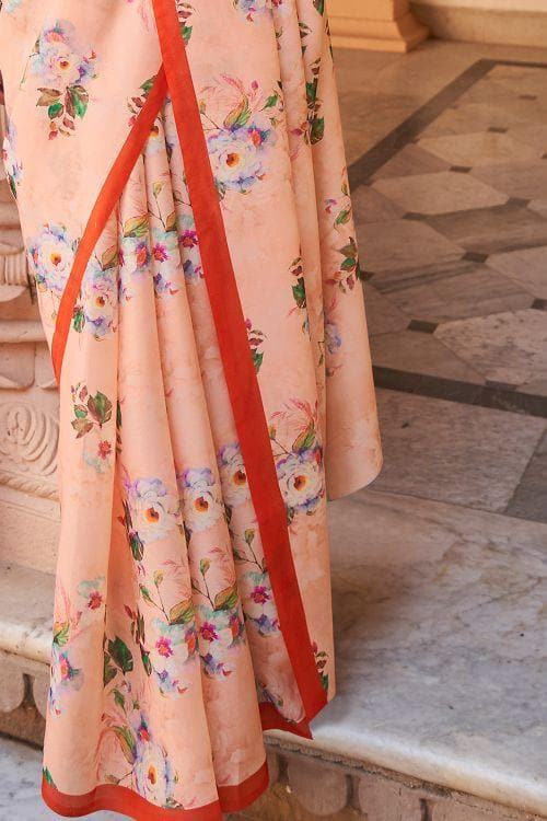 Satin Silk Saree Powder Pink Satin Silk Saree saree online