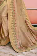 Satin Silk Saree Rose Beige Embroidered Satin Silk Saree saree online