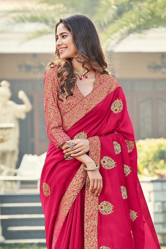 Satin Silk Saree Ruby Red Satin Silk Saree saree online