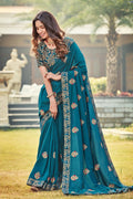 Satin Silk Saree Sapphire Blue Satin Silk Saree saree online