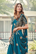 Satin Silk Saree Sapphire Blue Satin Silk Saree saree online