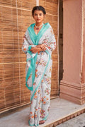 Satin Silk Saree Sky Blue Satin Silk Saree saree online