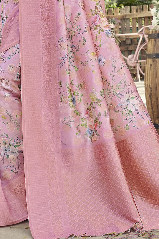 Satin Silk Saree Taffy Pink Satin Silk Saree saree online