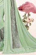 Satin Silk Saree Tea Green Embellished Satin Silk Saree saree online