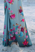 Satin Silk Saree Turkish Blue Satin Silk Saree saree online