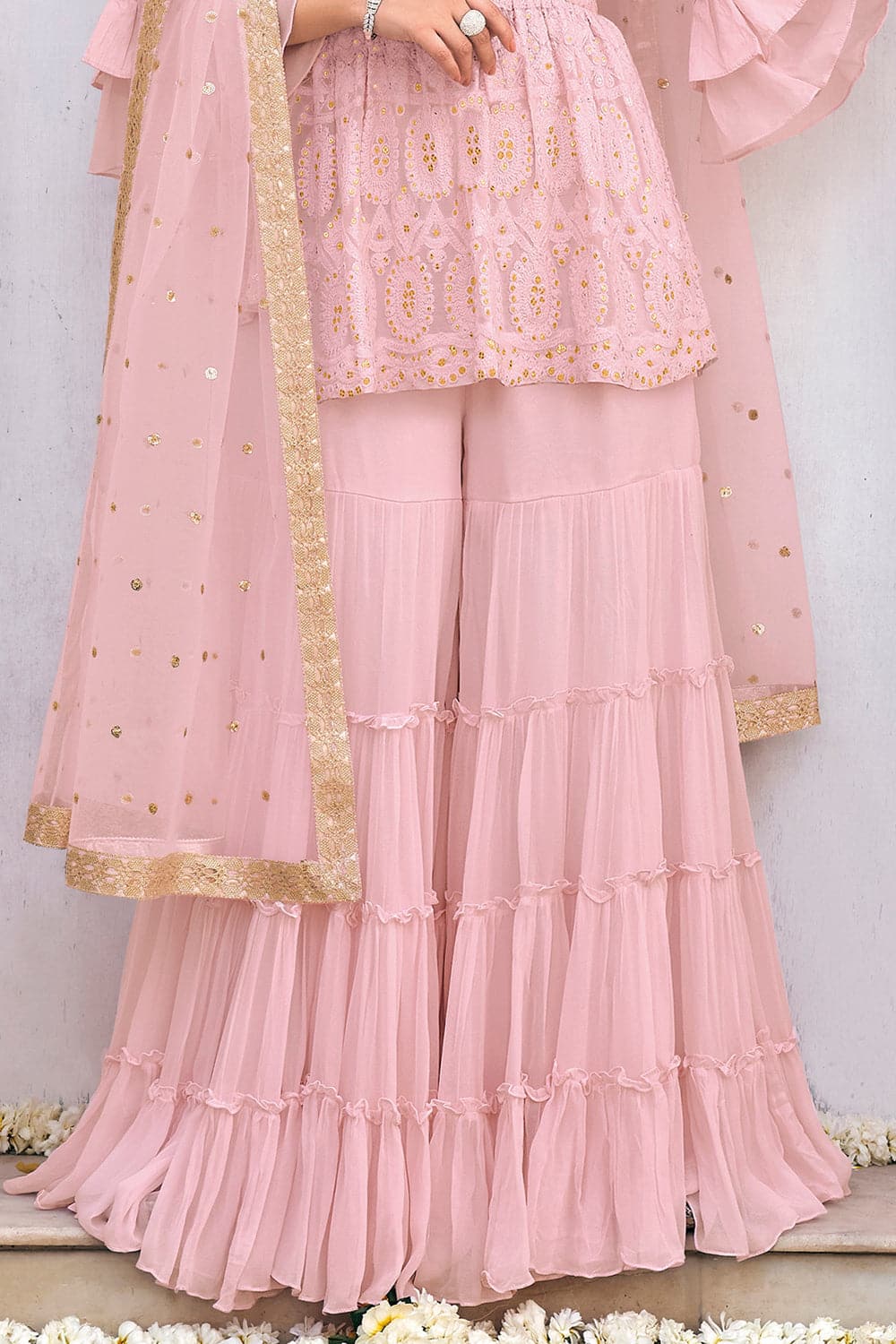 Buy Navy Blue Net Embroidered Girls Sharara Suit Online at Best Price |  Cbazaar