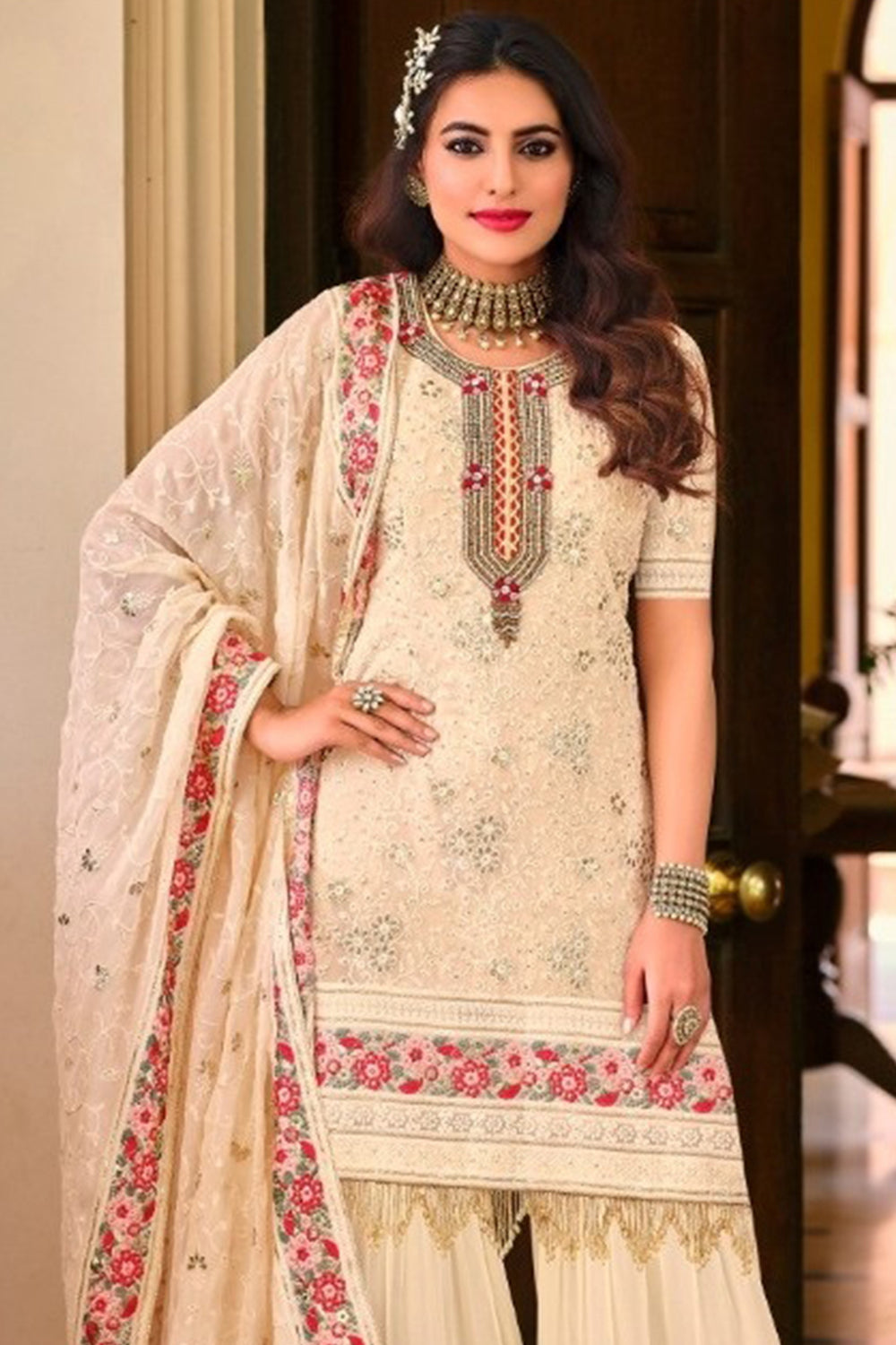 White Colour Sharara Suit For Wedding – Kaleendi